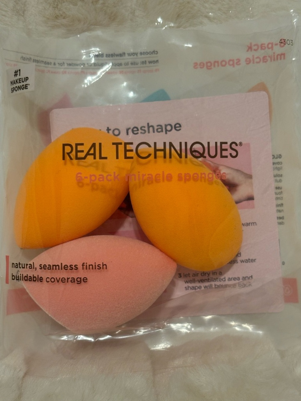 Real Techniques 3 Pack Miracle Sponges - Orange & Pink